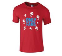 Men's Only Fans Tshirt|Funny Novelty Comical Adult Sexy Model Social Media Fan Site Rude Crude Naughty Unisex t-Shirt| Regular Fit 100% Cotton tee Shirt for UK Men/Women Red