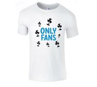 Men's Only Fans Tshirt|Funny Novelty Comical Adult Sexy Model Social Media Fan Site Rude Crude Naughty Unisex t-Shirt| Regular Fit 100% Cotton tee Shirt for UK Men/Women White