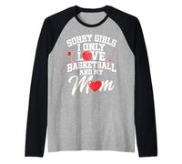 Mens Only Love Basketball and My Mom Valentine's Day Raglan Baseball Tee