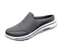 Men's Open Back Walking Mules Lightweight Breathable Mesh Backless Sneakers Clogs Slip on Comfort Closed Toe Slides Slippers Non Slip Casual Shoes Dark Gray
