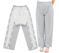 Men's Open Patient Care Trousers, Washable and Reusable Incontinence Pants, Easy to Put On and Take Off, Facilitating Care(Grey,M)