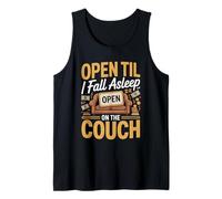 Mens Open Til I Fall Asleep on the Couch Bank of Dad Tank Top
