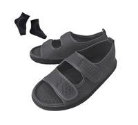Men's Open Toe Diabetic Sandals, Men Summer Mesh Breathable Adjustable Orthopedic Diabetic Sandals, Lightweight Anti-Slip Indoor Outdoor Sole Edema Shoes, for Foot Heel Pain, Pain Relief(Grey,7.5 UK)