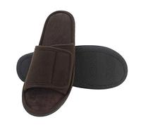 Men's Open Toe Slippers, 60D Memory Foam Indoor Slip on All-Season Wear, Coffee, 13-14