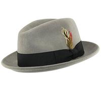 Mens or Boys C-Crown Trilby Hat 100% Wool Crushable Felt Fedora/Trilby (61 cm, Grey)