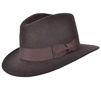 Mens or Womens 100% Wool Fedora Hat with Grosgrain Band Trilby Panama Type Hats (55 cm, Brown)