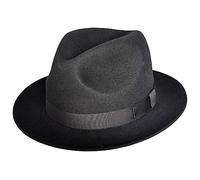 Mens or Womens Trilby Hat in 100% Wool Felt Black, Grey, Sage Green - Denton (as8, Numeric, Numeric_7_and_1_Quarter, Black)