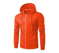 Mens Orange Hoodies Zip Up Long Sleeve Fleece Hooded Sweatshirt for Men Solid Color Cardigans with Pockets Funny Halloween Pumpkin Cospaly Stage Performance Outfit Novelty Adult Festivel Clothes XXXL