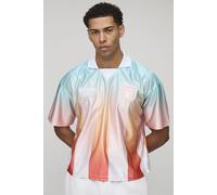 Mens Orange Oversized Boxy Ombre Stripe Sports Top, Orange L