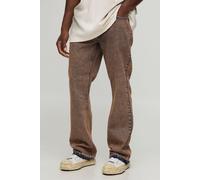 Mens Orange Slim Flared Tinted Let Down Hem Jeans, Orange 32R