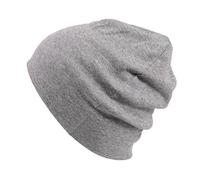 Mens Organic Cotton Beanie - Womens Slouchy Knit Hat Made in Japan Light Grey