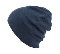 Mens Organic Cotton Beanie - Womens Slouchy Knit Hat Made in Japan Navy