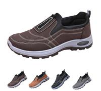 Men's Orthopaedic Shoes for Work - Hiking Shoes Men's Leather Double Stitched Low Shoes Non-Slip Trekking Shoes Abrasion Resistant Work Shoes Trainers Lift Shoes Slip On Walking Shoes, coffee, 7 UK