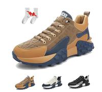 Men's Orthopedic Comfort Sneaker 2024, Orthopedic Shoes for Men, Men's Soft Breathable Non-Slip and Waterproof Sports Shoes Casual Platform Walking Shoes (Color : Khaki, Size : 42 EU)