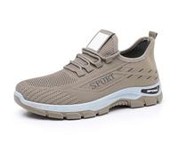 Men's Orthopedic Comfort Sneaker Minimalist Shoes Cushioned Footbed Trainers Lightweight Sneakers Fashion Wide Fit Sneakers Non Slip Breathable Trainers for Walking Rock Climbing Trail Running Khaki