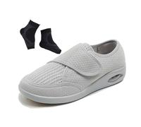 Mens Orthopedic Diabetic Shoes, Men Non-Slip Adjustable Breathable Elderly Fit Diabetic Shoes, Fit Edema Swollen Walking Closure Sneakers, for Plantar Fasciitis, Swollen Feet, Bunions(Grey,7 UK)