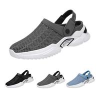 Men's Orthopedic Hollow-Out Summer Sandals，Knit Mesh Walking Shoes，Non-Slip Lightweight Comfortable Slippers (Grey, Adult, Men, 6.5, Numeric, UK Footwear Size System, Medium)