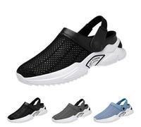 Men's Orthopedic Hollow-Out Summer Sandals，Knit Mesh Walking Shoes，Non-Slip Lightweight Comfortable Slippers (Black, Adult, Men, 6.5, Numeric, UK Footwear Size System, Medium)