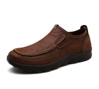 Mens Orthopedic Leather Slip on Loafers Casual Flat Comfort Formal Business Office Loafers Lightweight Soft Moccasin Driving Shoes (Dark Grown,10)