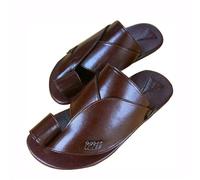 Mens Orthopedic Sandals, Men's Outdoor Beach Slip on Non-Slip Orthopedic Bunion Sandals, Casual Comfortable Clip-Toe Toe Corrector Flip Flops, for Big Toes Bent Toes and Pain Relief(Brown,9.5 UK)