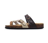 Mens Orthopedic Sandals, Summer Color Block Breathable Flat Slip on Bunion Corrector Sandals, Clip Toe Orthotic Flip Flops with Adjustable Metal Buckle Strap, for Plantar, Arch of Foot(D,6.5 UK)