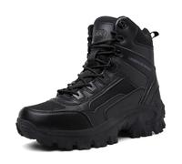 Mens Orthopedic Support Anti-Puncture Work Boots Men's Waterproof Side Zipper Outdoor Combat Boots Combat Shoes for Hiking (Black,9)