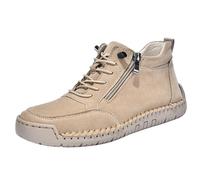 Mens Orthopedic Trainers Lace up Sneakers Shoes Arch Support Side Zipper Leather Boots Unisex Wide Fit High Top Trainer Large Size Flat Walking Shoe Casual Sports Footwear (Khaki, 10)