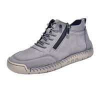 Mens Orthopedic Trainers Lace up Sneakers Shoes Arch Support Side Zipper Leather Boots Unisex Wide Fit High Top Trainer Large Size Flat Walking Shoe Casual Sports Footwear (Grey, 5.5)