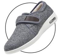 Mens Orthopedic Trainers Winter Warm Wool Lined Winter Mens Diabetic Edema Shoes Diabetic Arthritis Edema House Shoes Mens Edema Swollen Shoes (Color : Grey, Size : 11 UK)