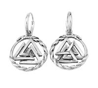 Men's Ouroboros Earrings - Norse Viking Dragon Valknut Pendant Drop Dangle Earrings - Handmade Lightweight Stainless Steel Odin Triangle Symbol Hoop Earrings Jewelry