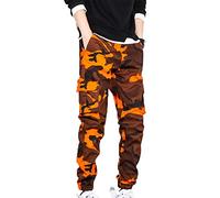 Mens Outdoor Camo Trousers, Chickwin Wild Cargo Pants Sport Hiking Pants Mens Multi Pockets Walking Cycling Mountain Bike Windproof Climbing Sport Causal Pants (Red Camouflage,3XL)