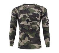 Mens Outdoor Casual T Shirt Quick Drying Long Sleeve Stylish Camouflage Pattern Shirt Lightweight Breathable Comfort Round Neck Shirt Stretch Regular Fit Outdoor Sports Shirt Classic Hiking