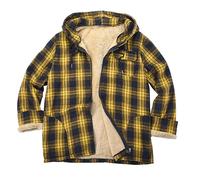 Men's Outdoor Check Shirt Fleece Checked Men Flannel Shirt Sherpa Lined Coat Drawstring Full Zip Up Padded Lumber Jacket Mens Fleece Coats Thermal Thick Shirts Casual Jumper Pockets