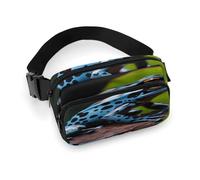 Men'S Outdoor Chest Bag, Dart Frog Blue Printed Crossbody Chest Bag With Large Exterior Pocket And Side Mesh Pockets, Suitable For Men And Women Travel Hiking Casual Backpack, Dart Frog Blue,