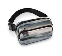 Men'S Outdoor Chest Bag, Lighthouse In Storm Printed Crossbody Chest Bag With Large Exterior Pocket And Side Mesh Pockets, Suitable For Men And Women Travel Hiking Casual Backpack, Lighthouse In