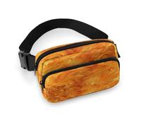 Men'S Outdoor Chest Bag, Orange And Yellow Lava Printed Crossbody Chest Bag With Large Exterior Pocket And Side Mesh Pockets, Suitable For Men And Women Travel Hiking Casual Backpack, Orange And