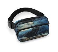Men'S Outdoor Chest Bag, Sitting A Black Cat Printed Crossbody Chest Bag With Large Exterior Pocket And Side Mesh Pockets, Suitable For Men And Women Travel Hiking Casual Backpack, Sitting A Black