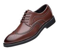 Mens Outdoor Dress Shoes French Leather Lace Up Pointed Toe Block Heel Non Slip Formal Prom Wedding Casual Comfortable(6.5 UK)