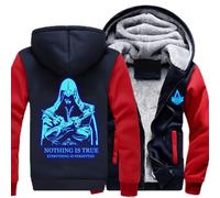 Men's Outdoor Fleece Jackets Coat Assassin/Creed Zip Up Hoodie Winter Warm Hooded Thick Sweatshirt Cardigan Hoody for Hiking Jogger Climbing,Red-Aldult 2XL