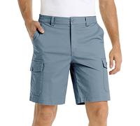 Mens Outdoor Hiking Cargo Shorts Classic Fit Flat Front Chinos Golf Work Travel Shorts Elastic Waist Summer Lightweight Cotton Twill Fishong Jogging Tactical Shorts Sky Blue