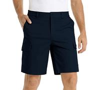 Mens Outdoor Hiking Cargo Shorts Classic Fit Flat Front Chinos Golf Work Travel Shorts Elastic Waist Summer Lightweight Cotton Twill Fishong Jogging Tactical Shorts Dark Blue