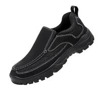 Men's Outdoor Hiking Shoes, Non-Slip Sports Shoes, Casual Shoes, Trainers, Thick Sole, Wear-Resistant Trekking Shoes, Lightweight Road Running Shoes, Without Laces, Running Shoes, black, 7 UK