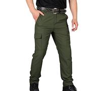 Men's Outdoor Hiking Trousers, Casual Tactical Cargo Pants, Workwear Trousers with Multi Pockets, Quick Dry Lightweight Climbing Fishing Camping Softshell Pants,Waterproof Sports Outdoor Pants Green