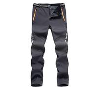 Mens Outdoor Hiking Trousers, Waterproof Windproof Softshell Work Pants, Multi Pocket Tactical Combat Trousers with Zipper Pockets, Reinforced Knees, Adjustable Waist, Thermal Fleece Lined