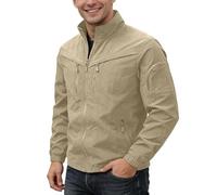 Men'S Outdoor Jackets - Lightweight Windproof Casual Jacket With Multiple Pockets For Outdoor Travel Daily Use Men's Breathable Stand Collar Zip Front Spring Summer Autumn