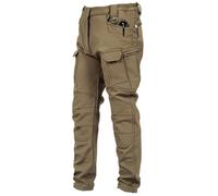 Men's Outdoor Military Style Ski Trousers Fleece Lined Tactical Water-Resistant Trousers Multi Pockets Cargo Work Pants,Khaki,XXL