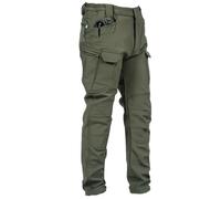 Men's Outdoor Military Style Ski Trousers Fleece Lined Tactical Water-Resistant Trousers Multi Pockets Cargo Work Pants,Green 1,XL