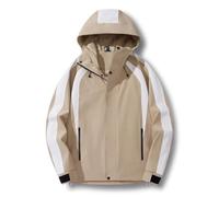 Men's Outdoor Mountaineering Wear Sportswear Solid Color Leisure Windproof Breathable Adventure Jacket White and khaki 4XL