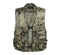 Mens Outdoor Photography Camping Hunting Fishing Hiking Working Vest Multi Pocket Casual Camo Mesh Waistcoat Jacket Top GreenDZ M