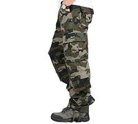 YOUCAI Men's Outdoor Scratch-Resistant Tactical Pants Jogging Hiking Cotton Cargo Trousers Multi Pocket Military Camo Combat Work Pants,Green Camo,32